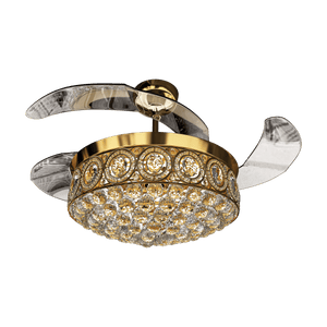 Eleganza Luxury Chandelier Ceiling Fan with Retractable Blades, Mood Lighting & Remote