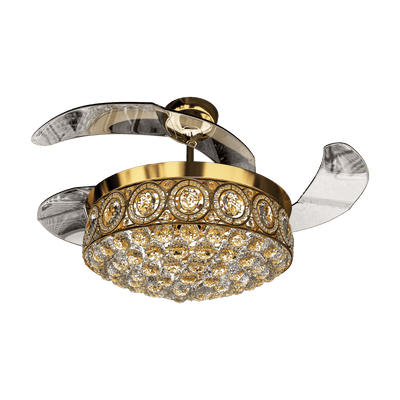 Eleganza Luxury Chandelier Ceiling Fan with Retractable Blades, Mood Lighting & Remote