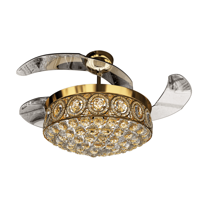 Eleganza Luxury Chandelier Ceiling Fan with Retractable Blades, Mood Lighting & Remote