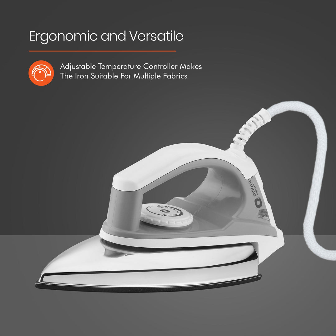 Enduro Non-stick Dry Iron for Clothes (Grey-White)