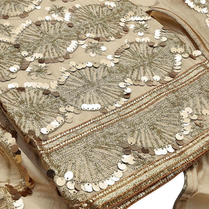 Energetic Beige Colored Festive Wear Embroidered Modal Silk Dress Material