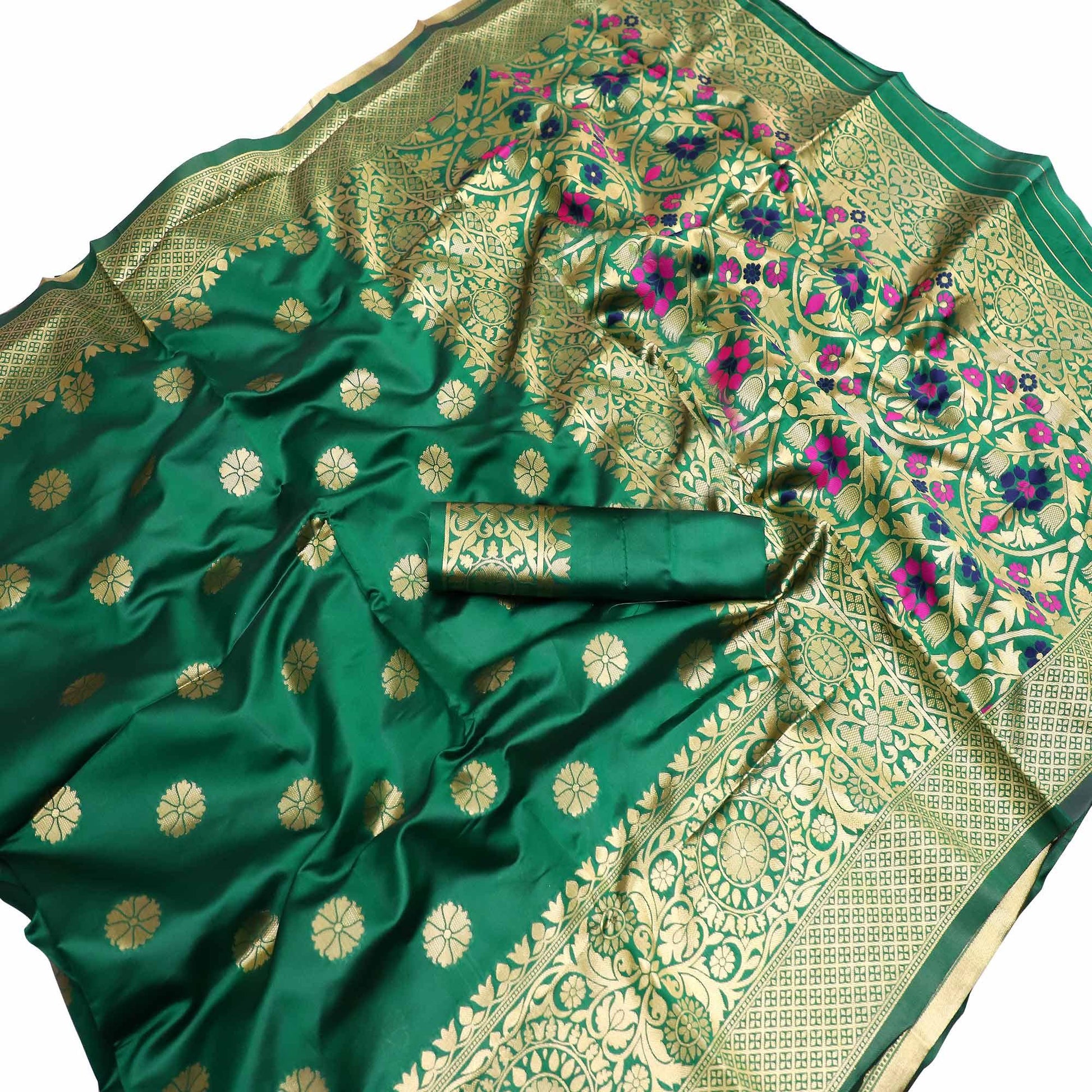 Energetic Green Colored Festive Wear Woven Banarasi Silk Saree