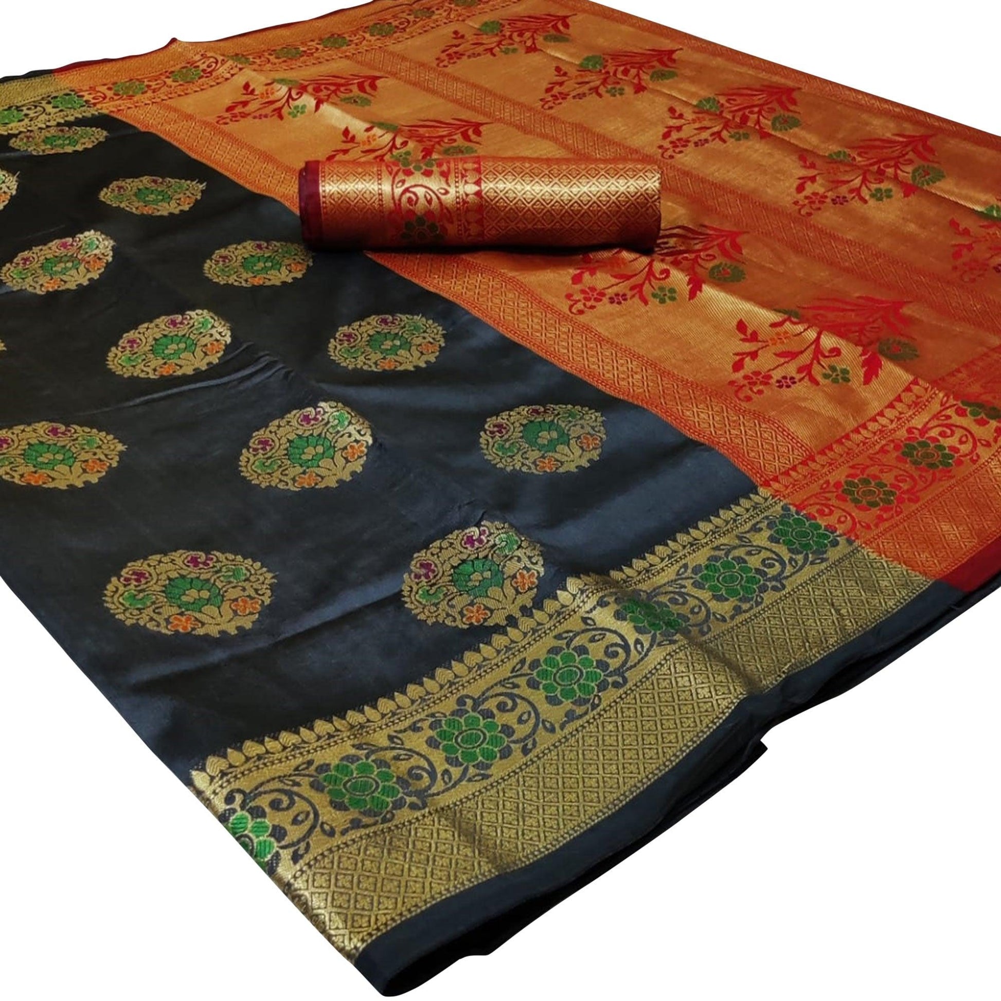 Energetic Grey Colored Festive Wear Woven Silk Saree