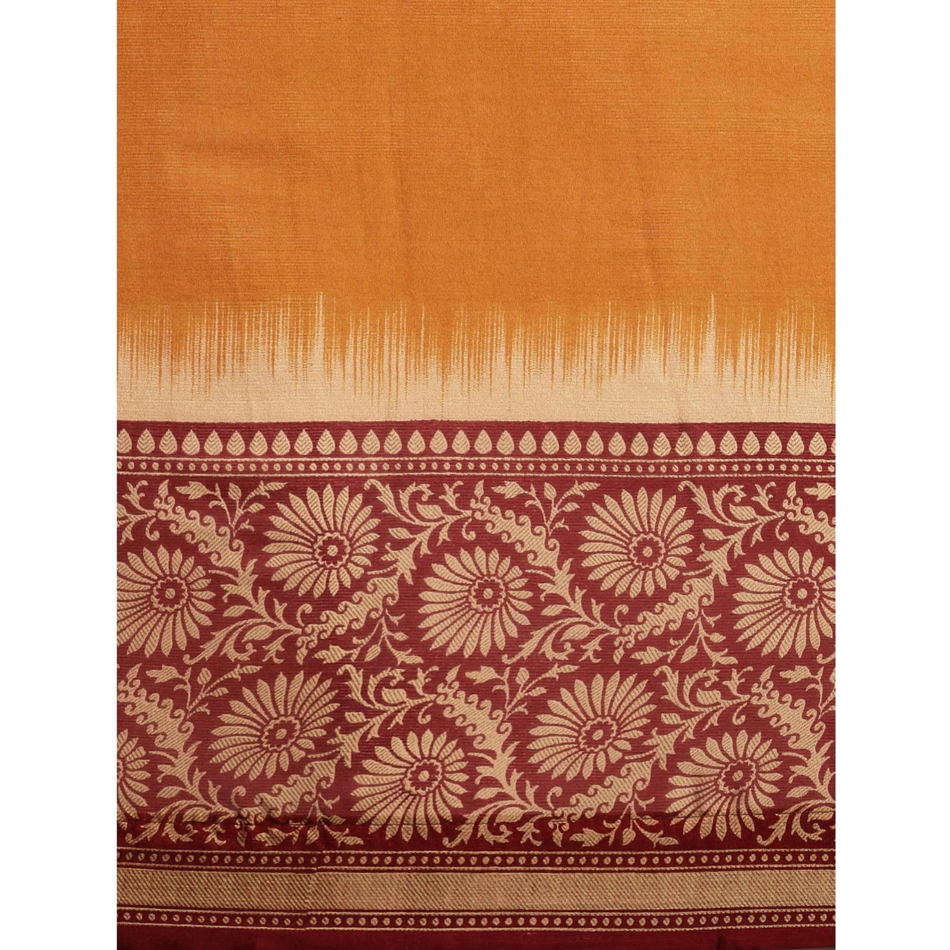 Energetic Mustard Yellow Colored Partywear Printed Rangoli Silk Saree