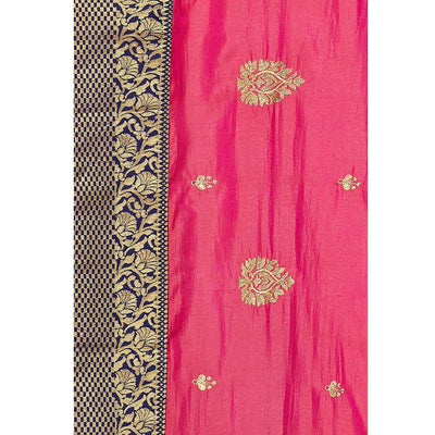 Energetic Pink Colored Festive Wear Embroidered Sana Silk Saree