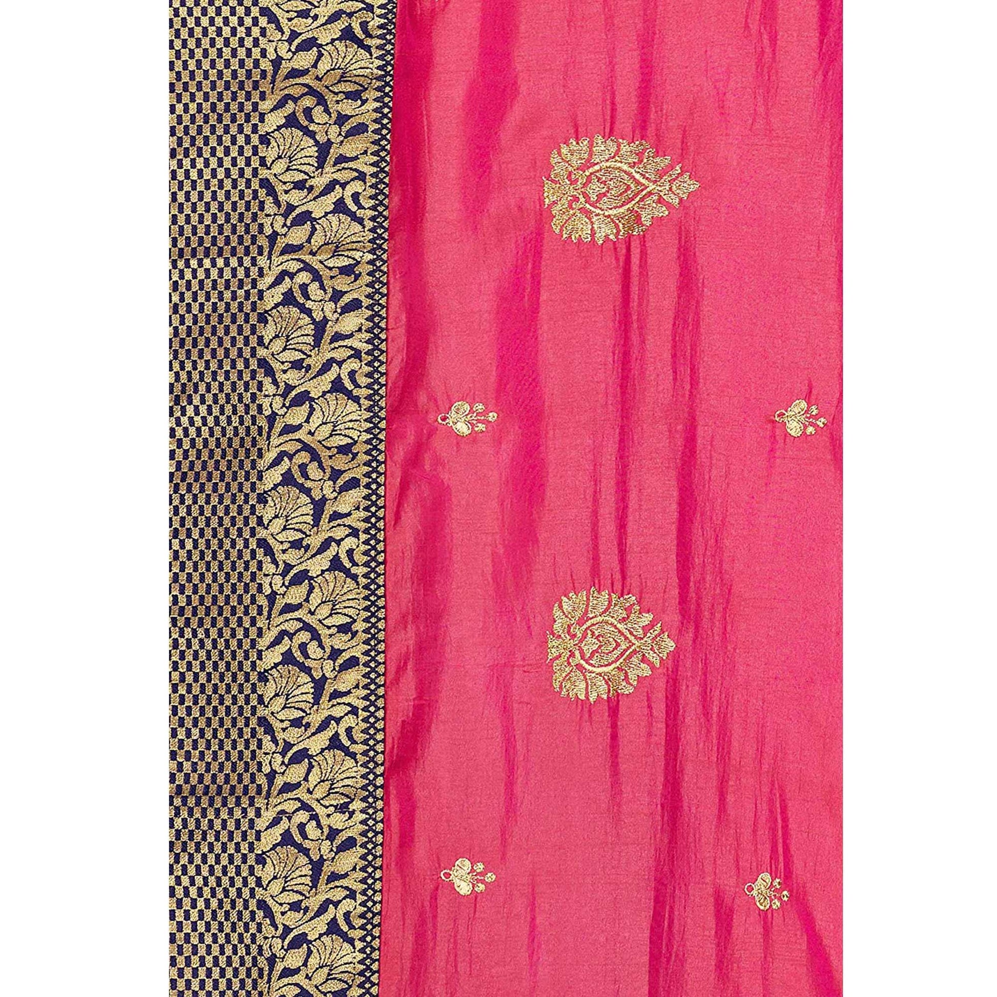 Energetic Pink Colored Festive Wear Embroidered Sana Silk Saree