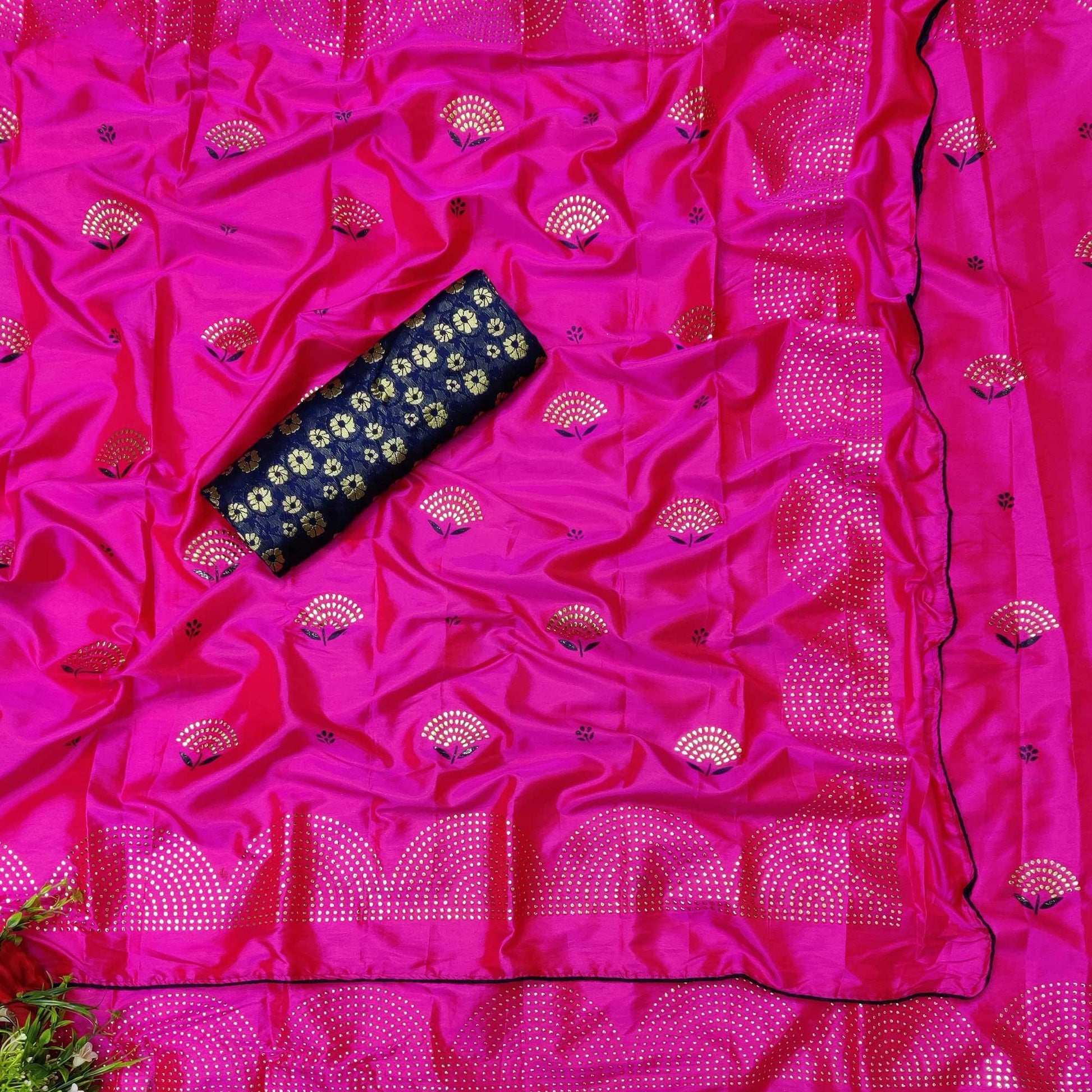 Energetic Pink Colored Festive Wear Woven Two Tone Sana Silk Saree
