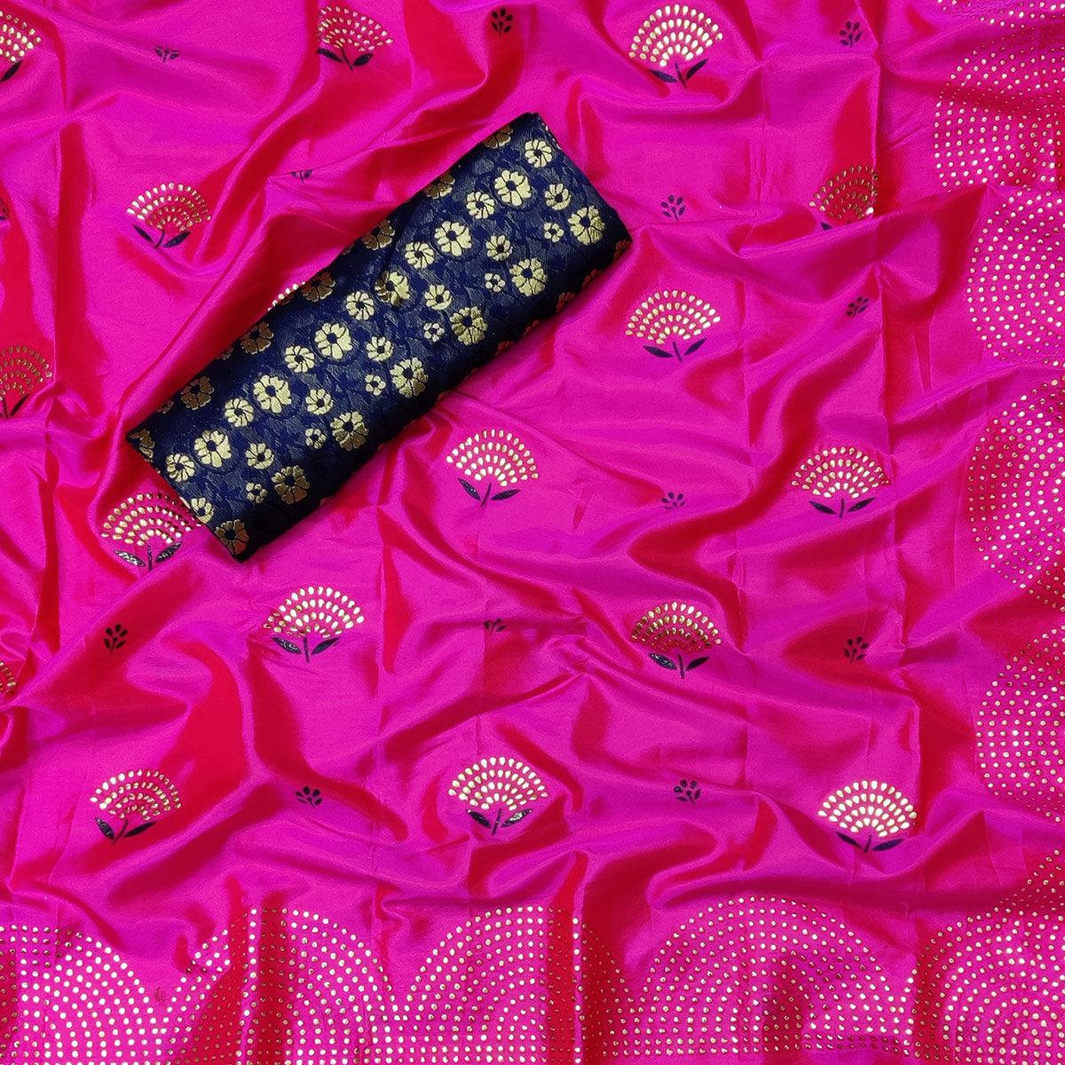 Energetic Pink Colored Festive Wear Woven Two Tone Sana Silk Saree