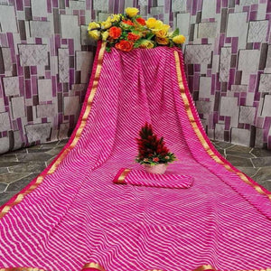 Energetic Pink Coloured Casual Wear Printed Georgette Saree