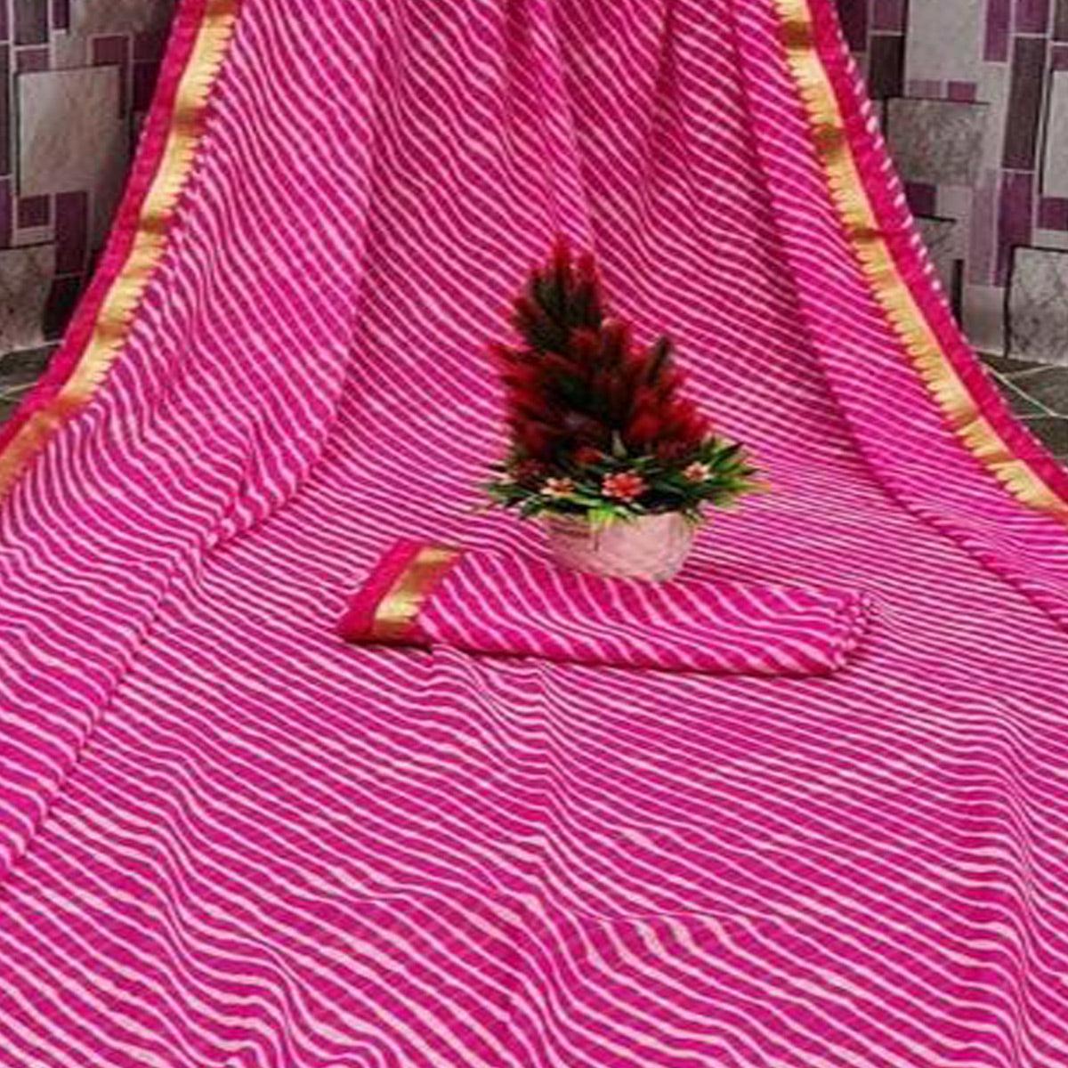 Energetic Pink Coloured Casual Wear Printed Georgette Saree