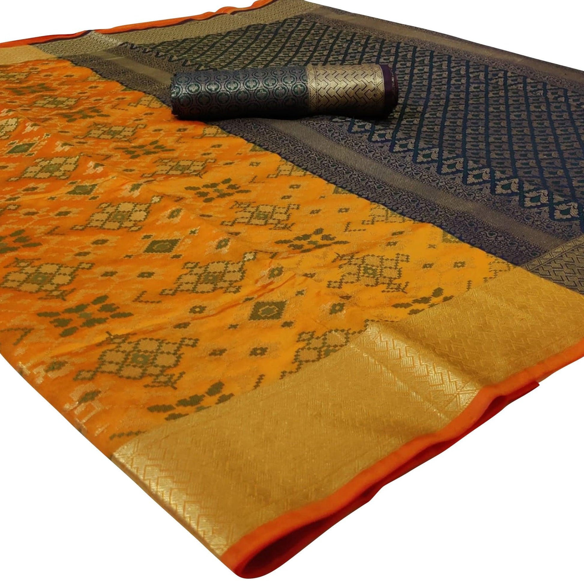 Energetic Yellow Colored Festive Wear Woven Silk Saree