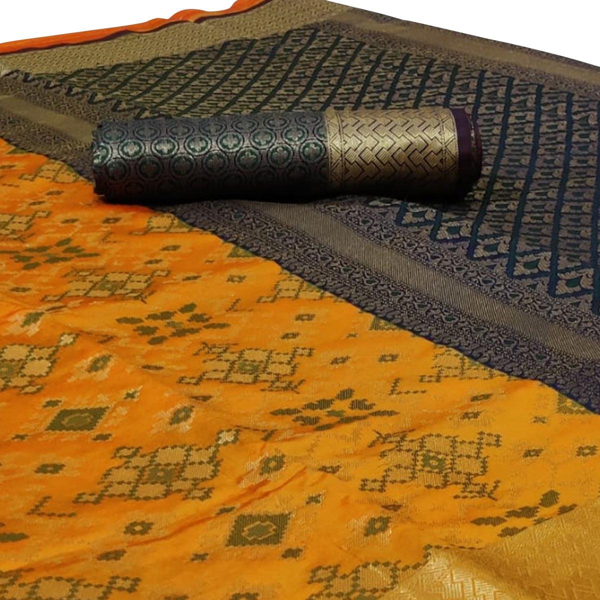 Energetic Yellow Colored Festive Wear Woven Silk Saree