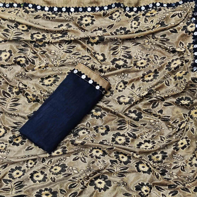 Engrossing Beige Colored Festive Wear Floral Woven Art Silk Saree