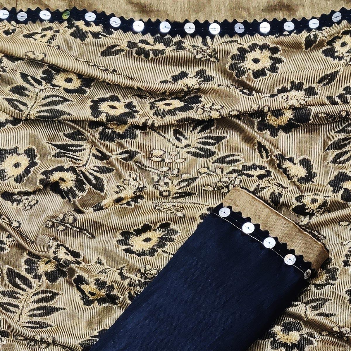 Engrossing Beige Colored Festive Wear Floral Woven Art Silk Saree
