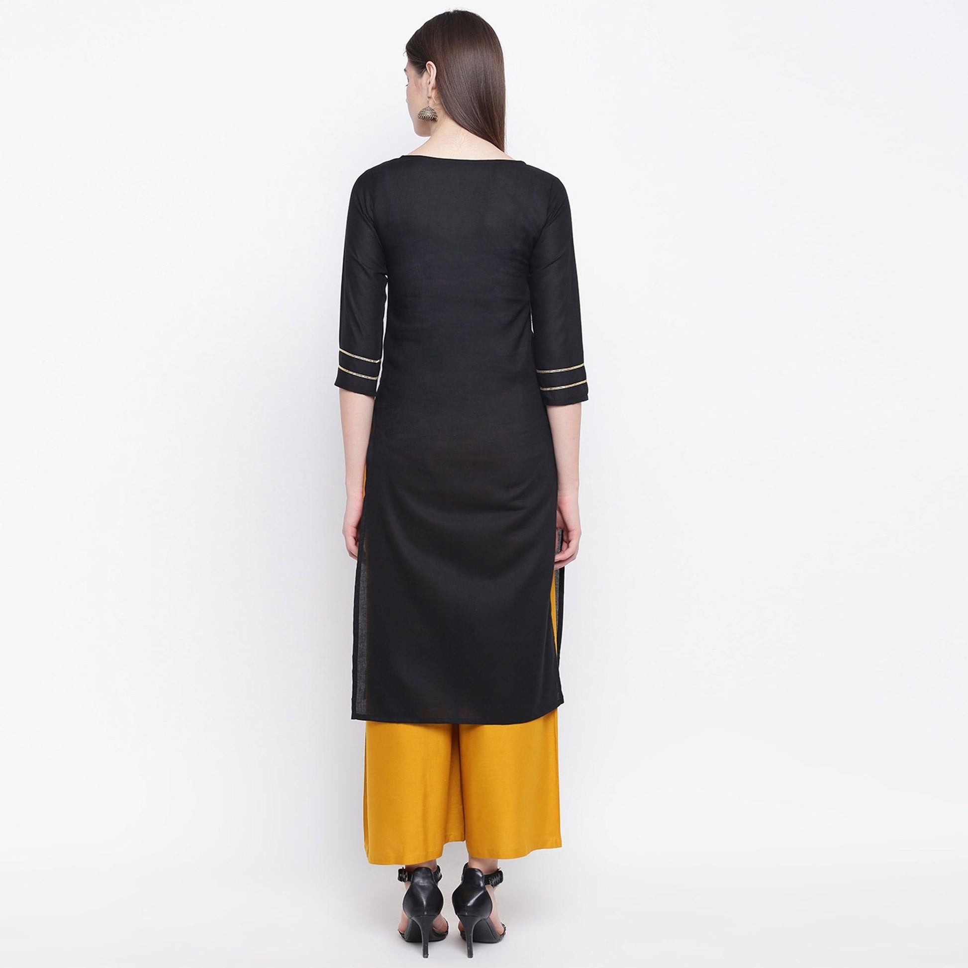 Engrossing Black Colored Casual Wear Printed Cotton Kurti