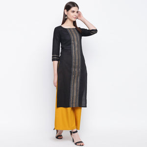 Engrossing Black Colored Casual Wear Printed Cotton Kurti