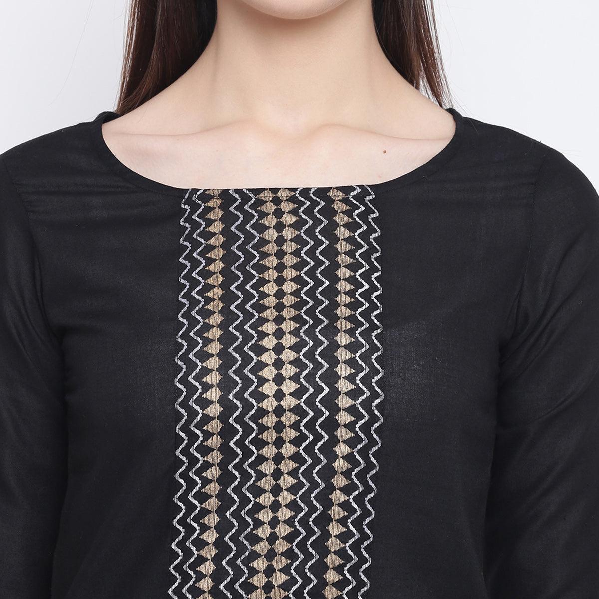 Engrossing Black Colored Casual Wear Printed Cotton Kurti
