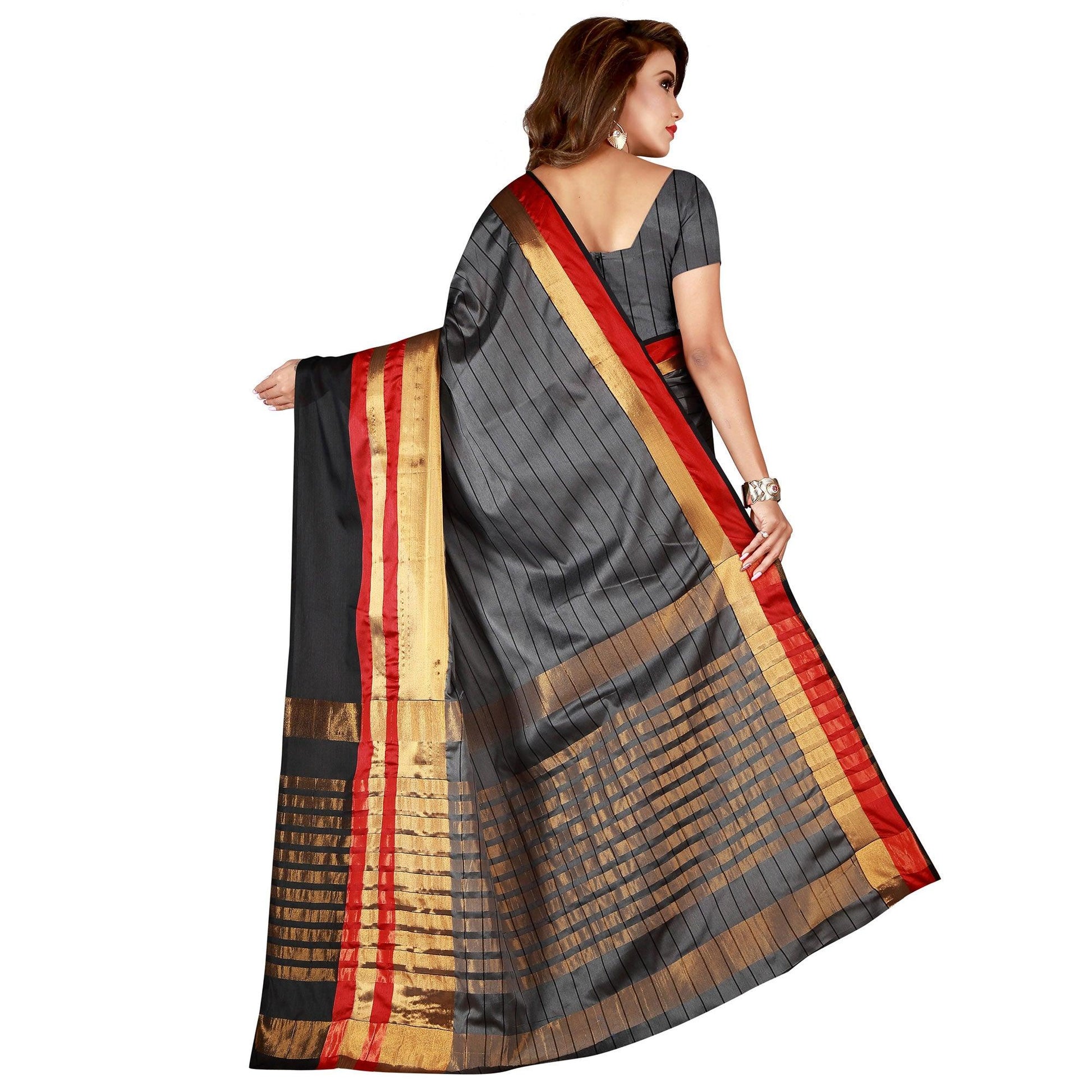 Engrossing Gray Colored Casual Wear Cotton Saree