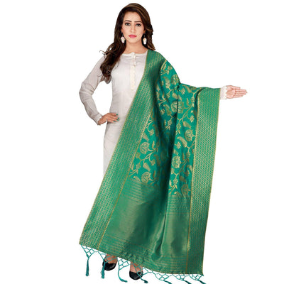 Engrossing Green Colored Festive Wear Banarasi Silk Dupatta