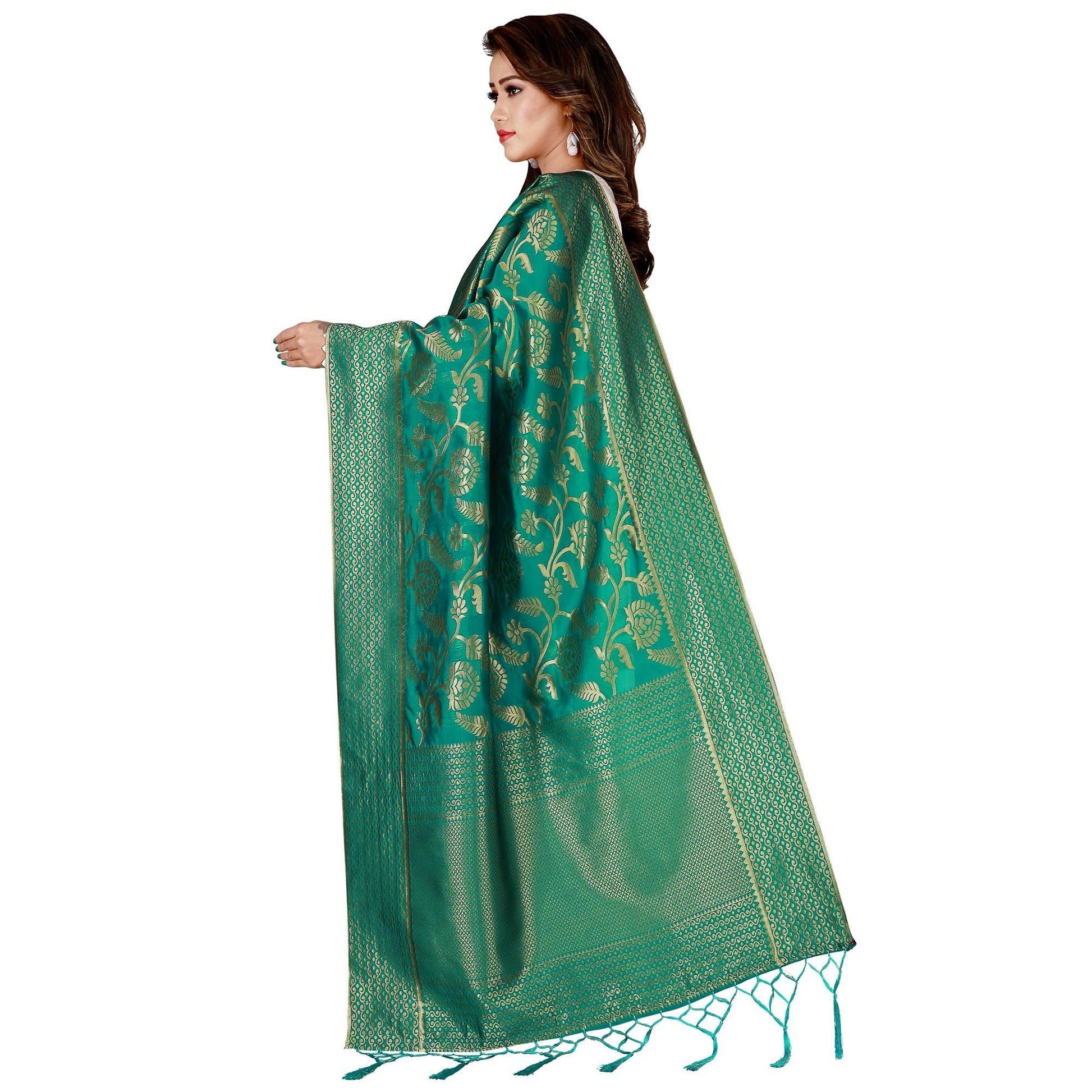 Engrossing Green Colored Festive Wear Banarasi Silk Dupatta