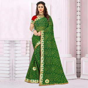 Engrossing Green Coloured Casual Wear Printed Georgette Saree