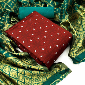 Engrossing Maroon Colored Casual Wear Woven Banarasi Silk Dress Material