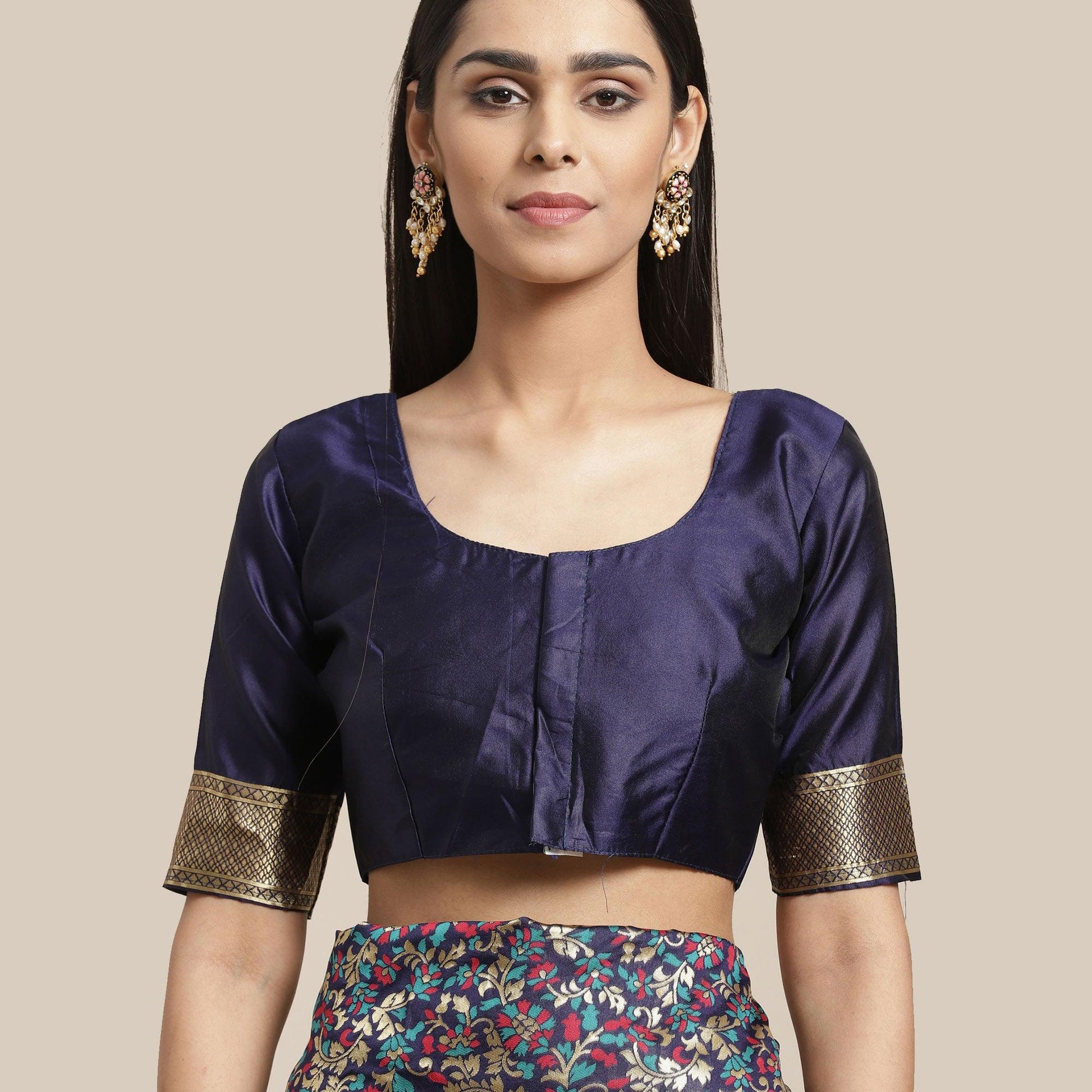 Engrossing Navy Blue Colored Festive Wear Woven Silk Blend Saree