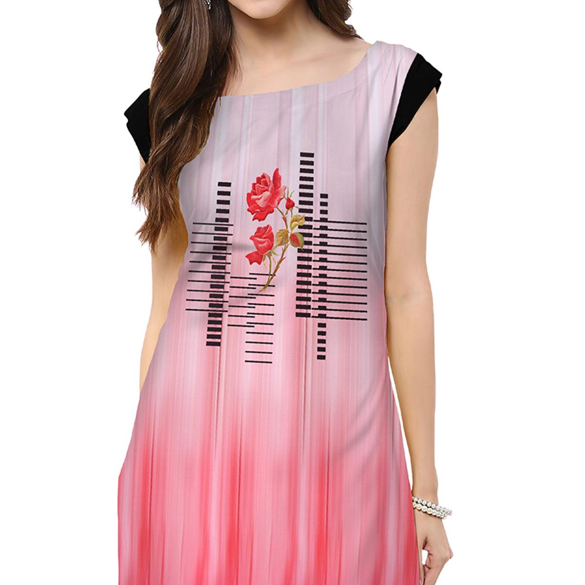 Engrossing Pink Colored Casual Printed Crepe Kurti