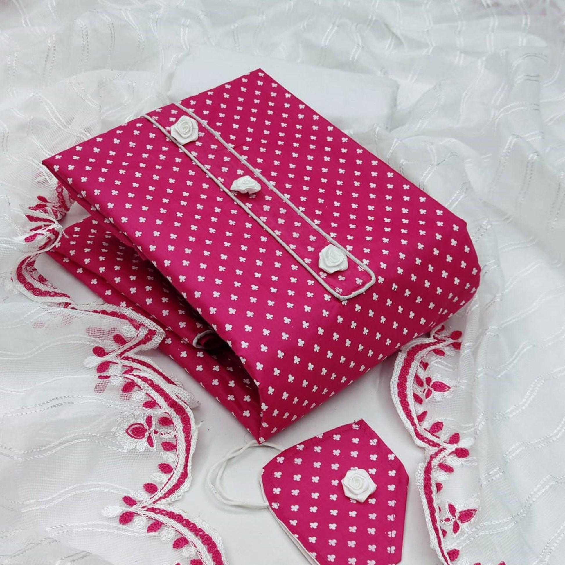 Engrossing Pink Colored Casual Wear Printed Cotton Dress Material