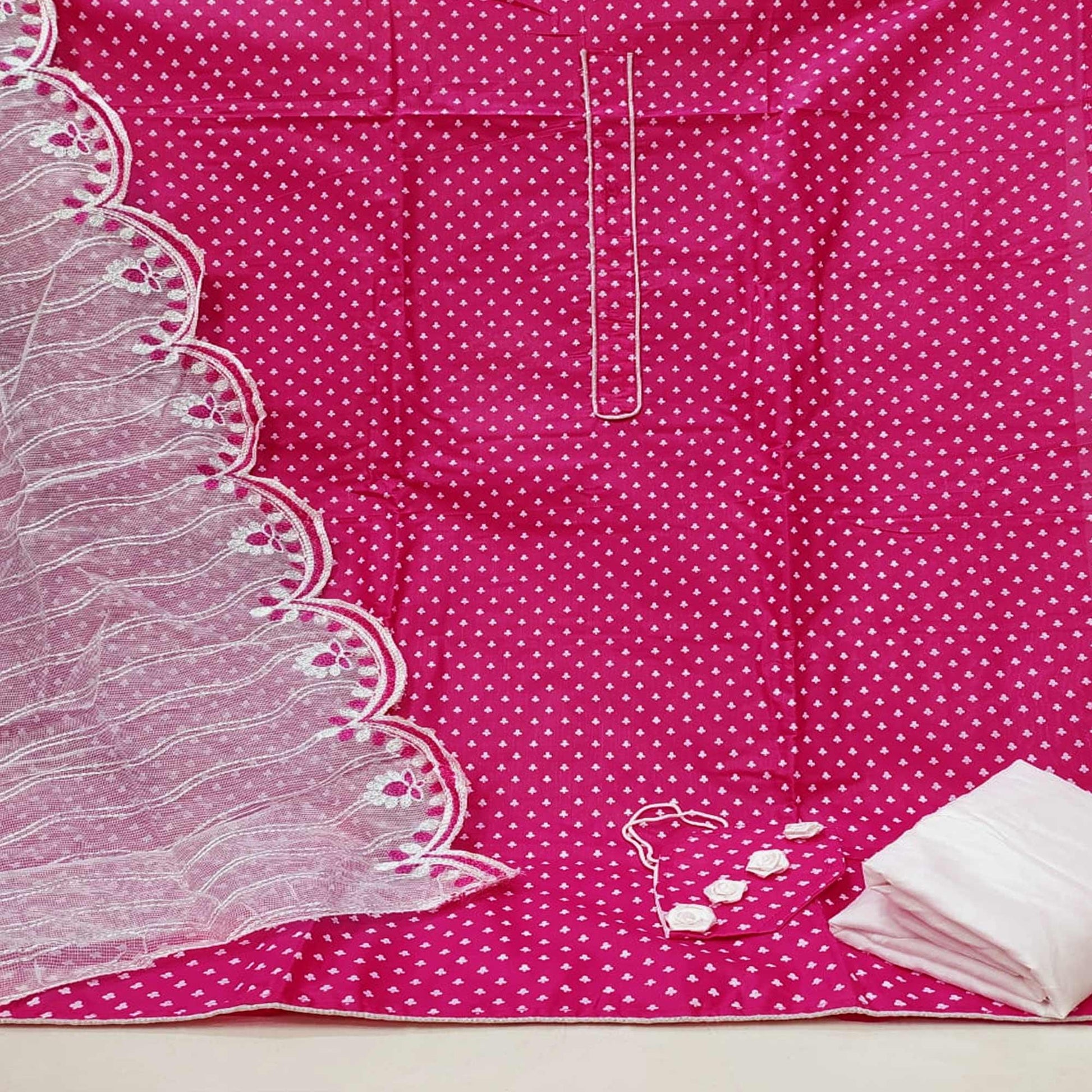 Engrossing Pink Colored Casual Wear Printed Cotton Dress Material