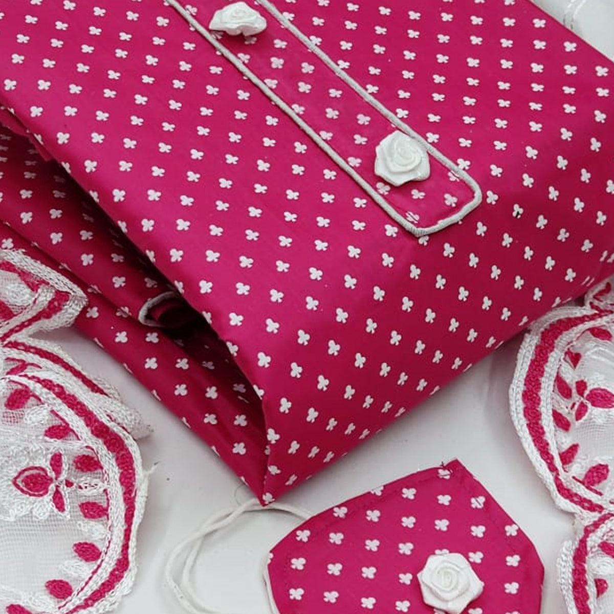 Engrossing Pink Colored Casual Wear Printed Cotton Dress Material