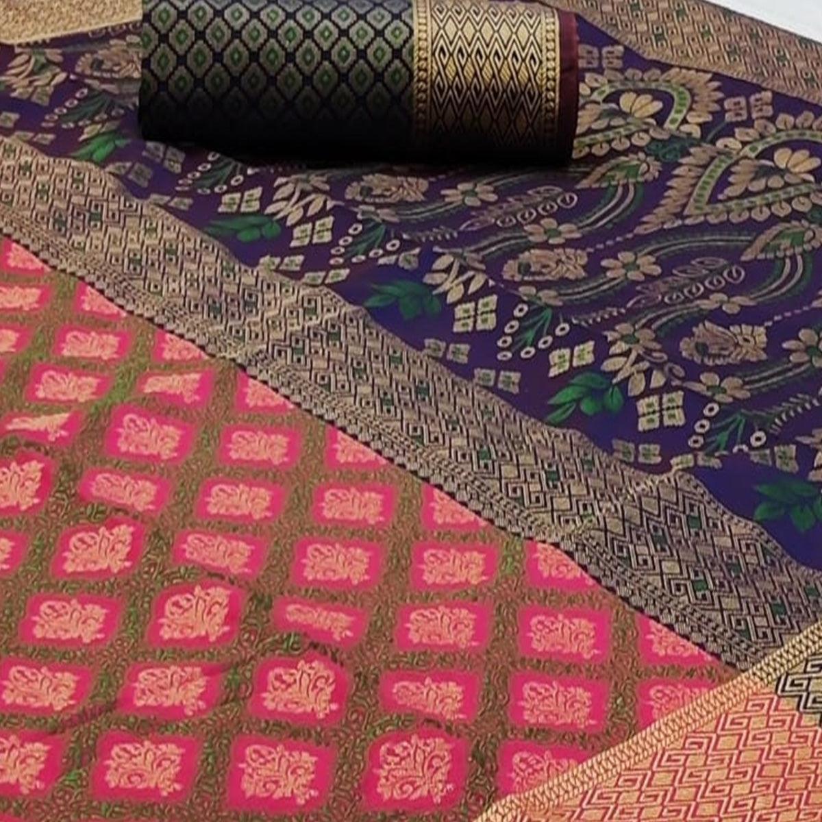 Engrossing Pink Colored Festive Wear Woven Patola Silk Saree