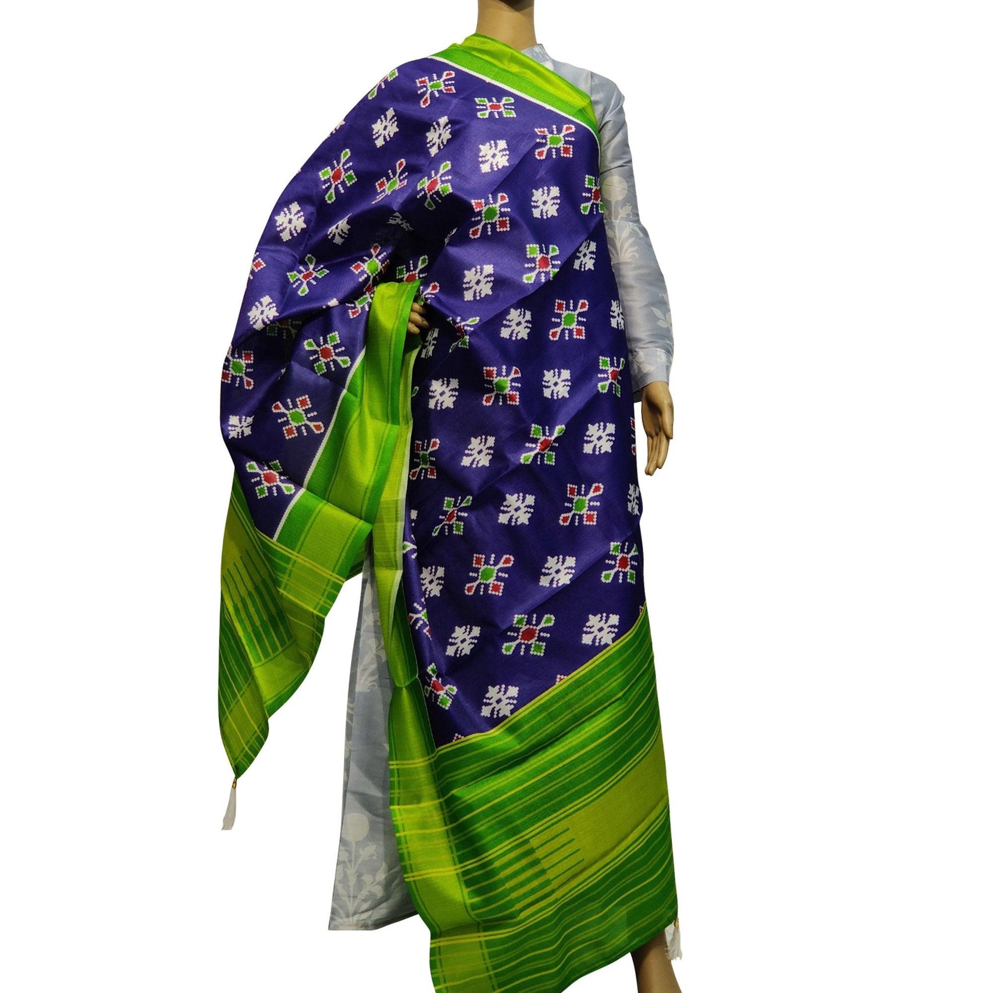 Engrossing Purple Colored Casual Wear Printed Cotton Silk Dupatta With Tassels