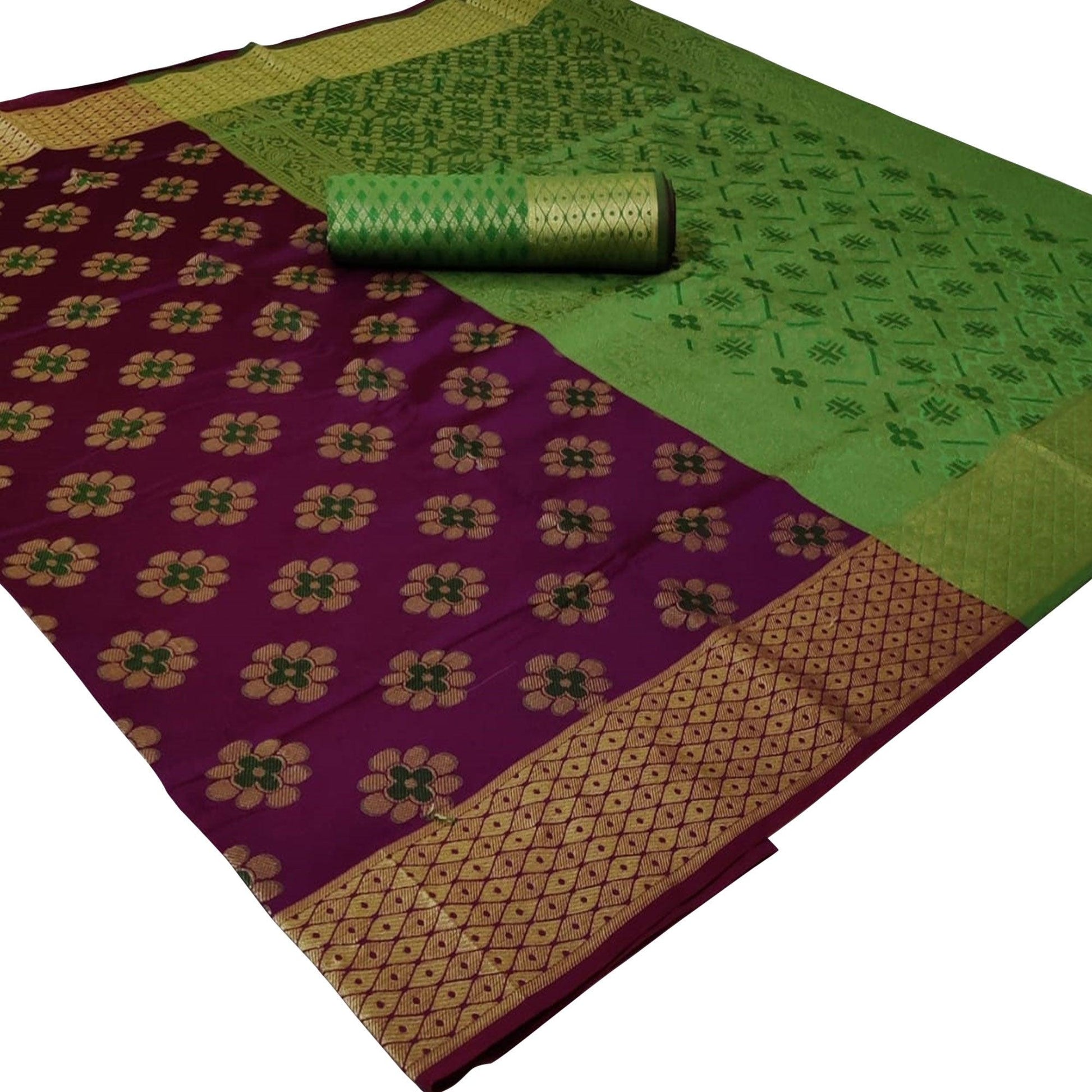 Engrossing Purple Colored Festive Wear Woven Silk Saree