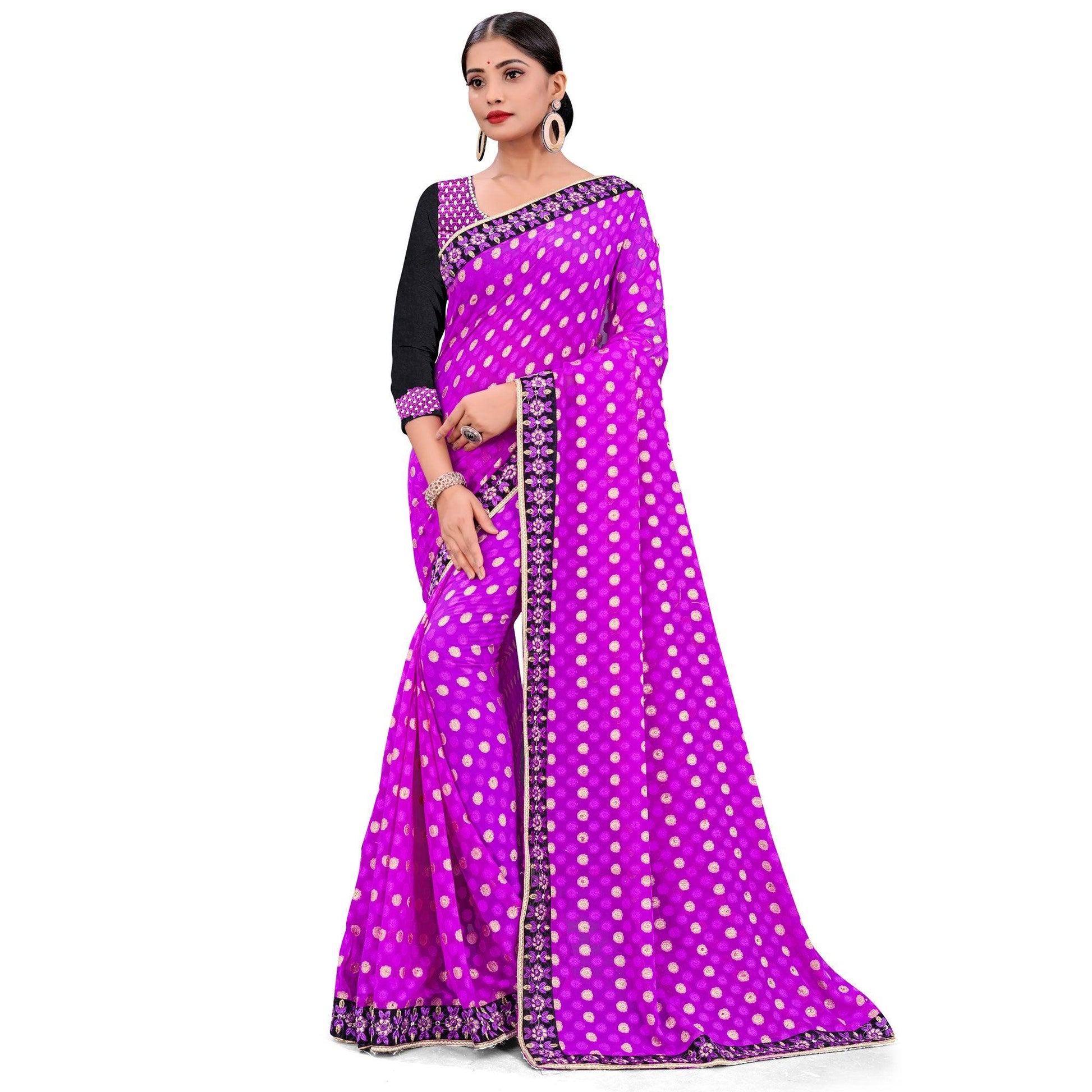 Engrossing Purple Colored Party Wear Georgette Saree