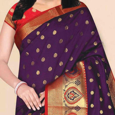 Engrossing Purple Coloured Festive Wear Woven Kota Litchi Art Silk Saree