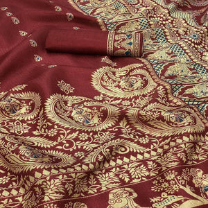 Engrossing Red Colored Festive Wear Printed Art Silk Saree