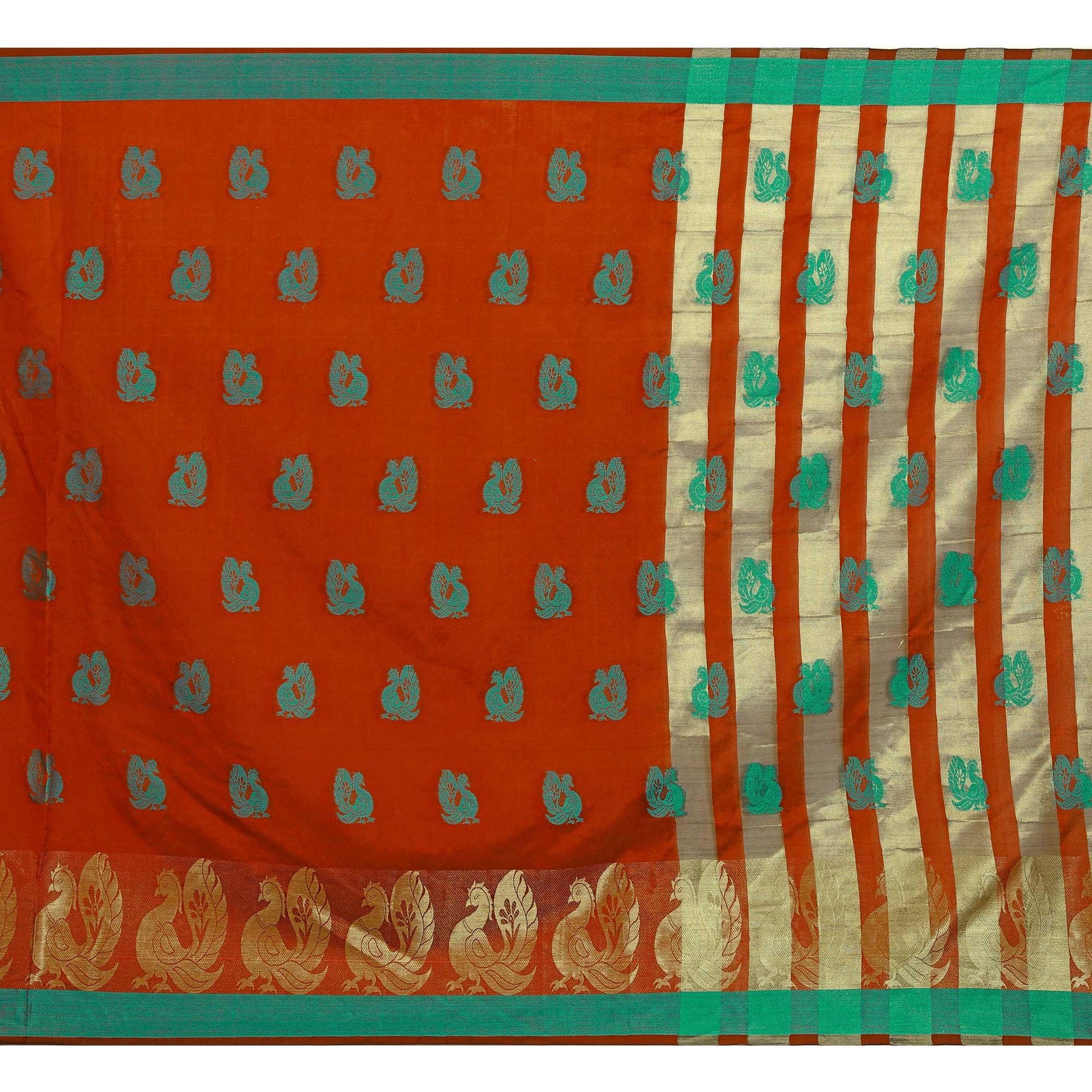 Engrossing Red Colored Festive Wear Woven Work Art Silk Saree