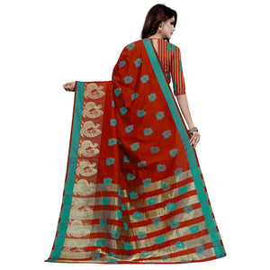 Engrossing Red Colored Festive Wear Woven Work Art Silk Saree
