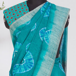 Engrossing Turquoise Coloured Casual Wear Printed Linen Saree