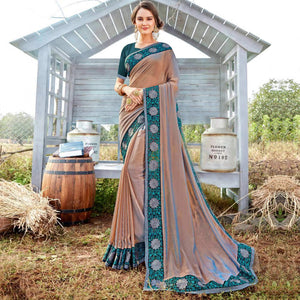 Entrancing Brown Colored Party Wear Embroidered Art Silk Saree