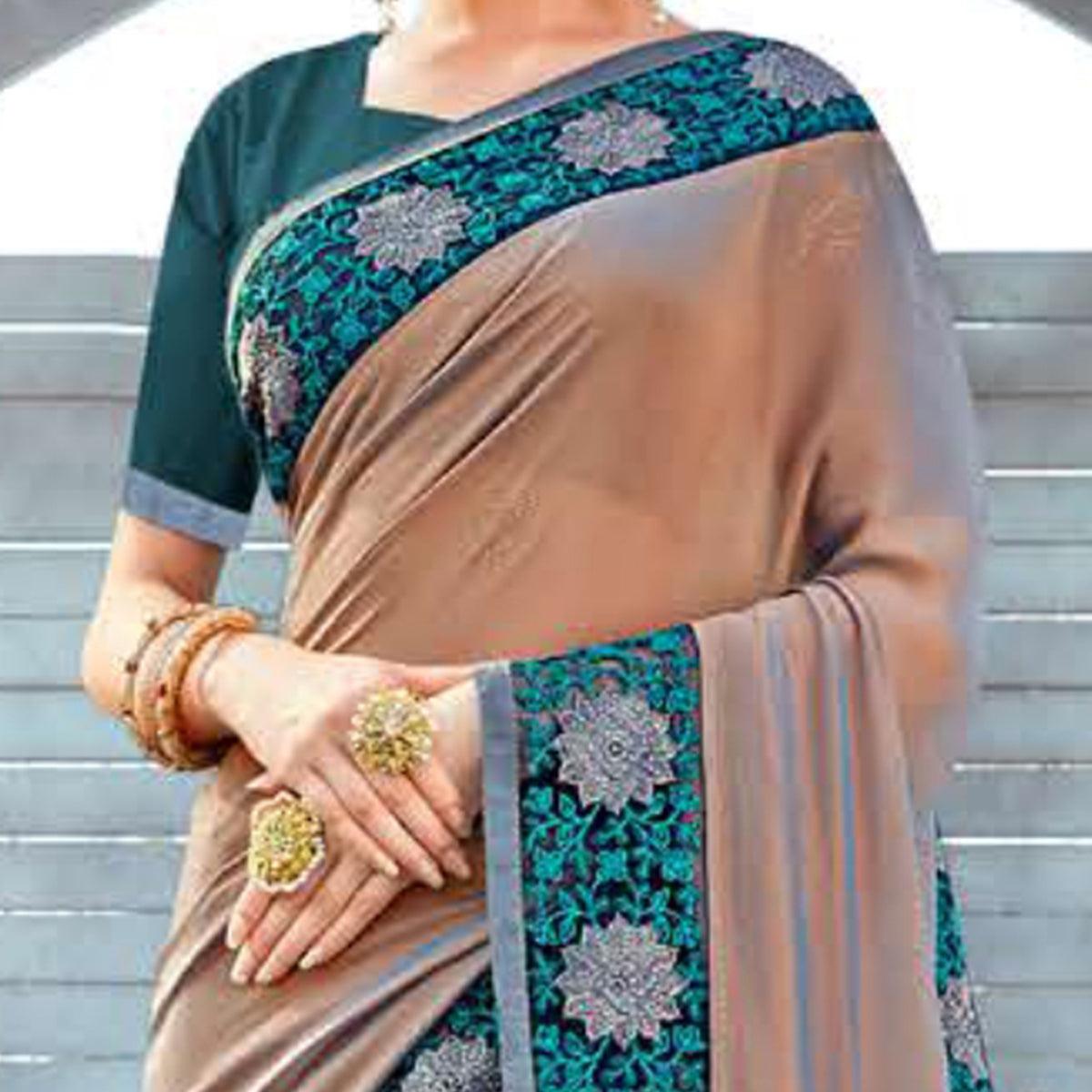 Entrancing Brown Colored Party Wear Embroidered Art Silk Saree