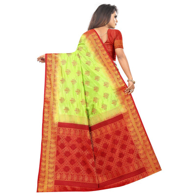 Entrancing Green Colored Festive Wear Woven Art Silk Saree