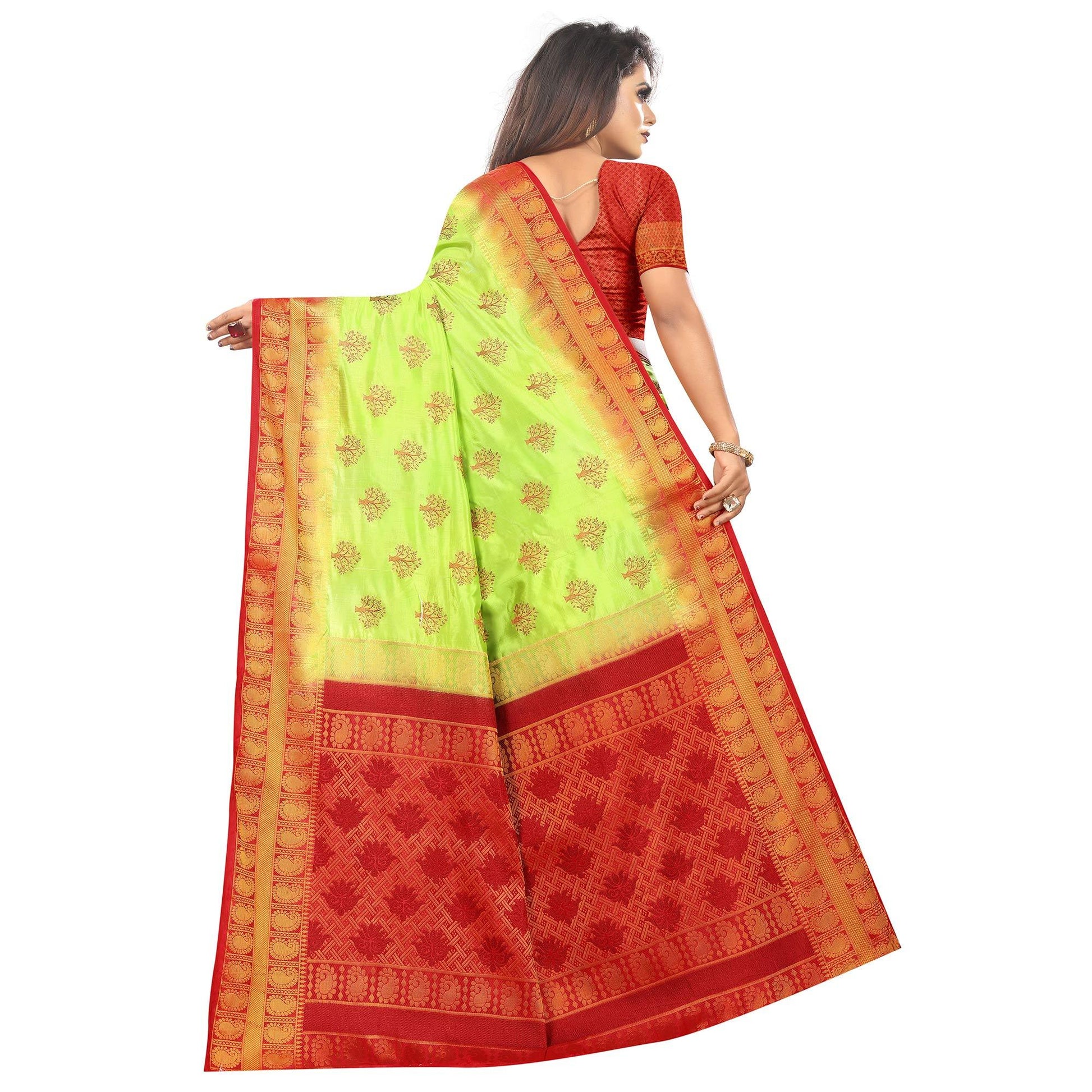 Entrancing Green Colored Festive Wear Woven Art Silk Saree