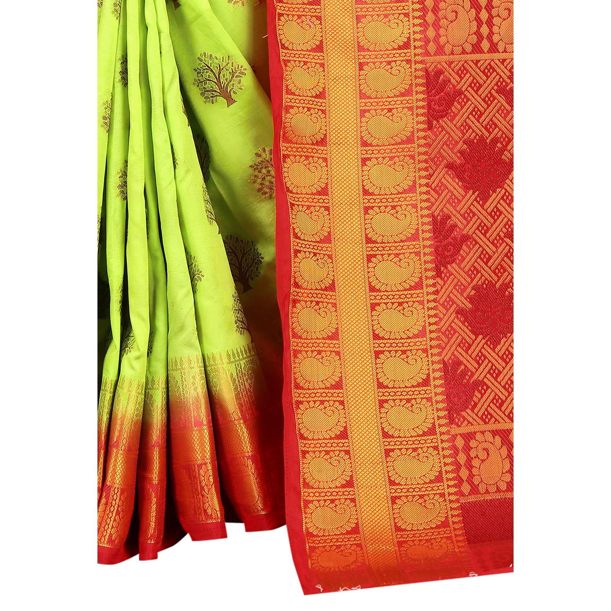 Entrancing Green Colored Festive Wear Woven Art Silk Saree
