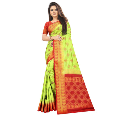 Entrancing Green Colored Festive Wear Woven Art Silk Saree