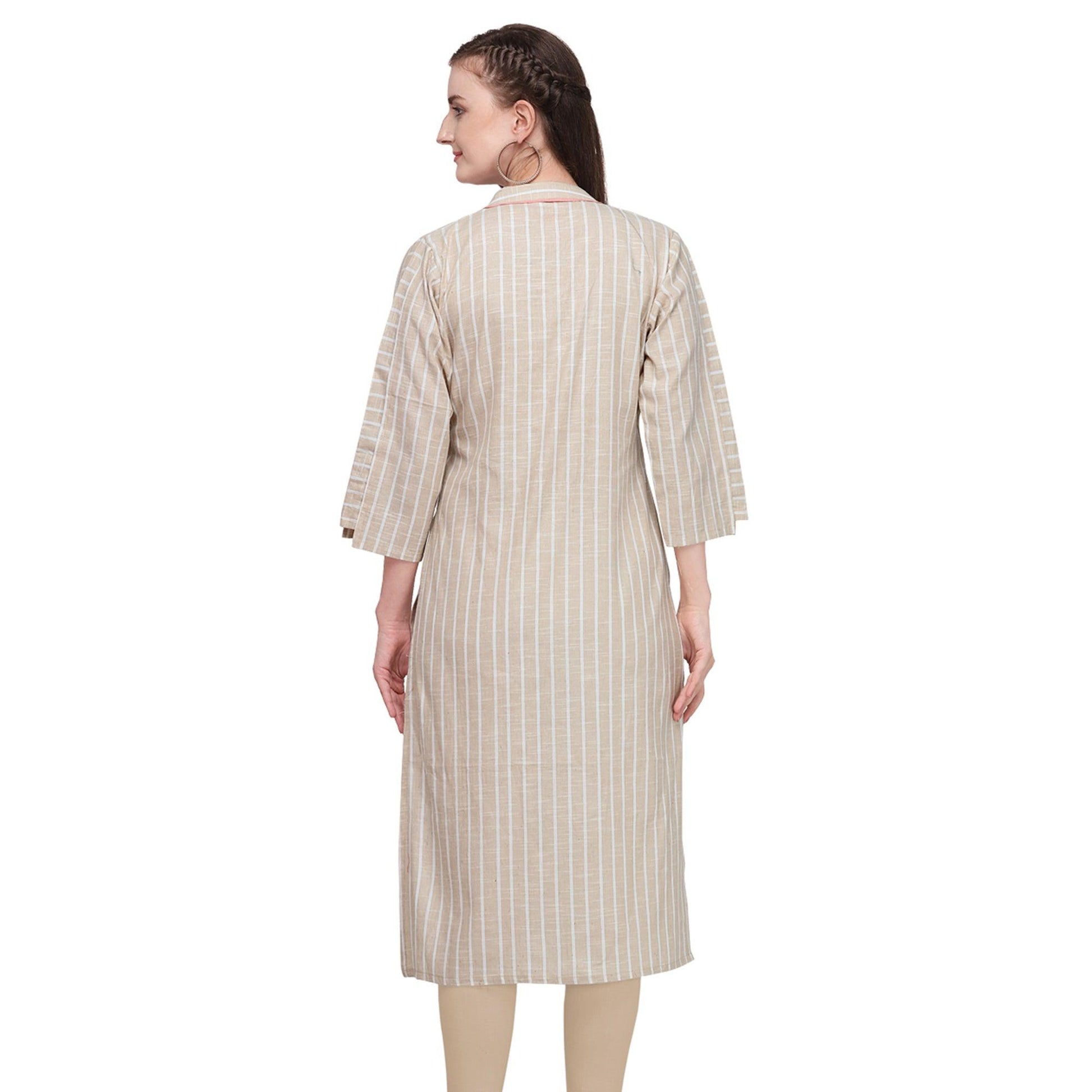 Entrancing Light Beige Colored Casual Wear Pure Cotton Kurti