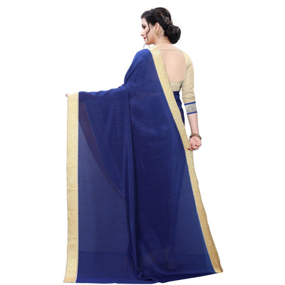 Entrancing Navy Blue Colored Festive Wear Woven Vichitra Silk Saree