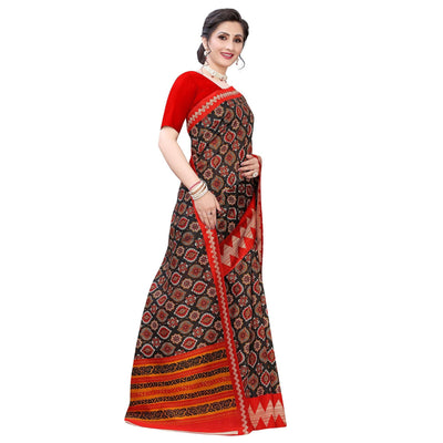 Entrancing Navy Blue - Peach Colored Casual Wear Printed Art Silk Saree