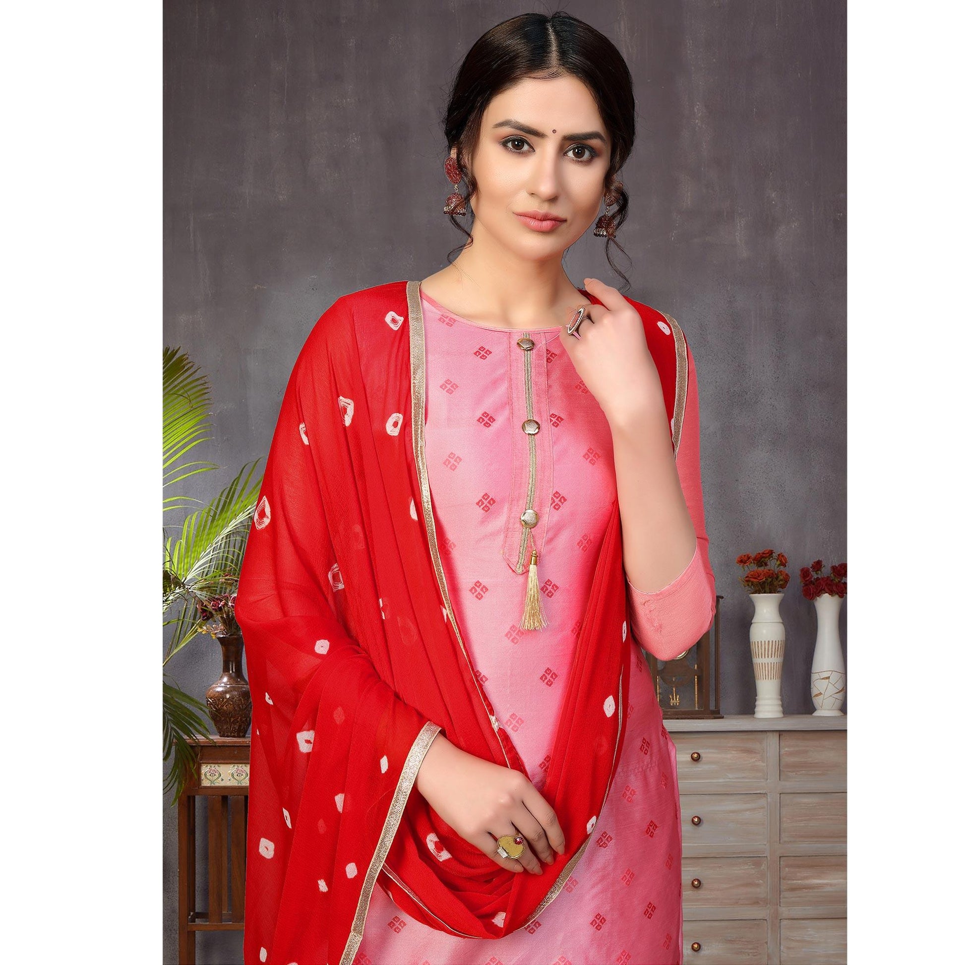 Entrancing Pink Colored Festive Wear Woven Heavy Banarasi Silk Dress Material